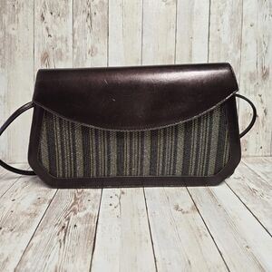 J. Renee Brown Woven Metallic Crossbody Clutch Removable Strap Evening Bag